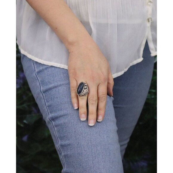Sterling Silver Lapis Lazuli Ring Size 6 1/2 - Picture 4 of 8
